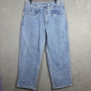 BD County 36x31 Blue Denim Wide-Leg Baggy High-Rise Skater Y2K Made USA